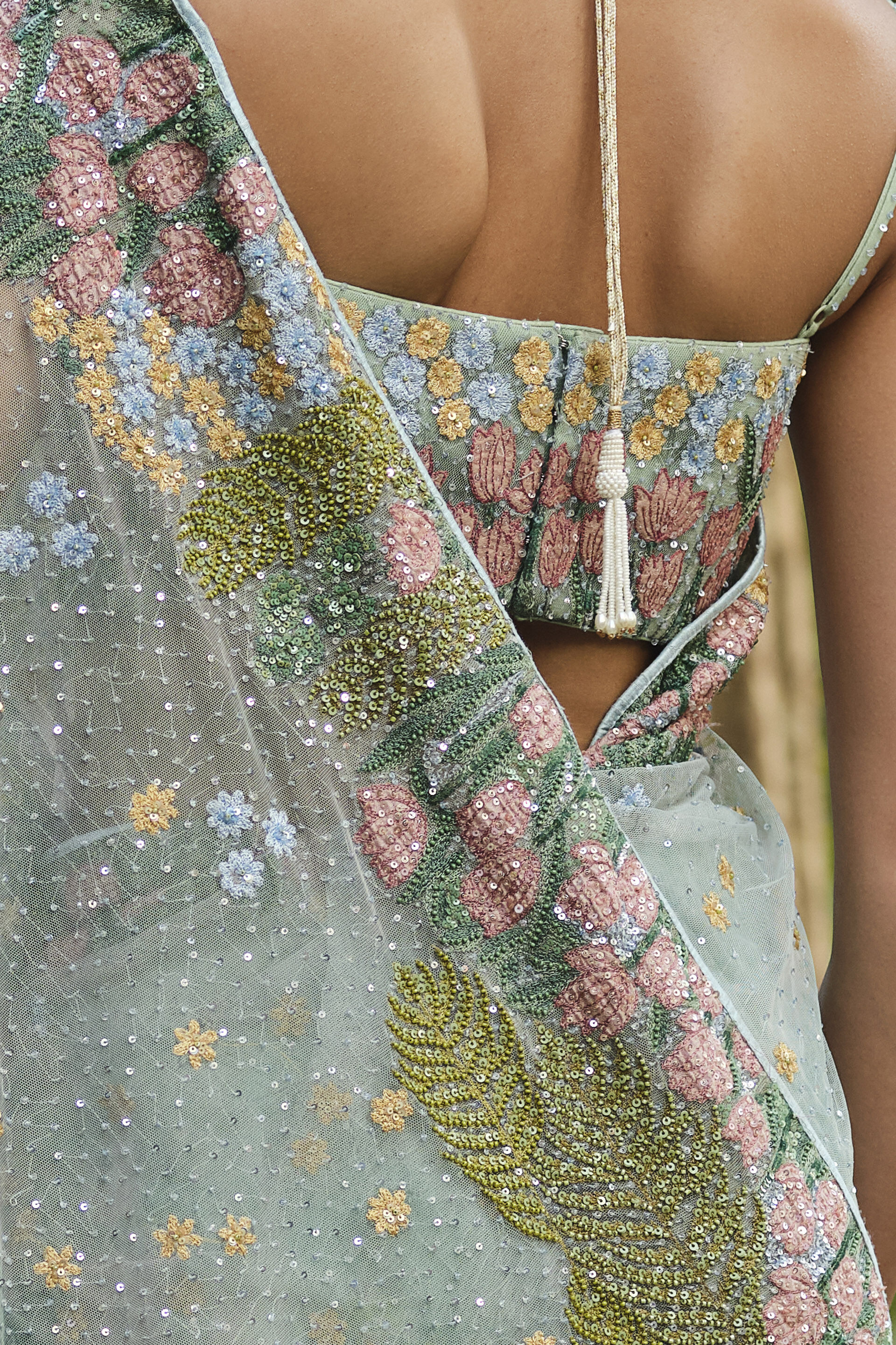 Lakeforest Embroidered Saree - Powder Blue, Multi Color, image 4